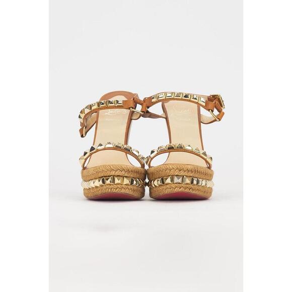 Christian Louboutin Tan Studded Wedge Leather - Picture 2 of 6